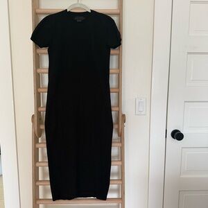 Hatch Black Short-Sleeve Midi Dress